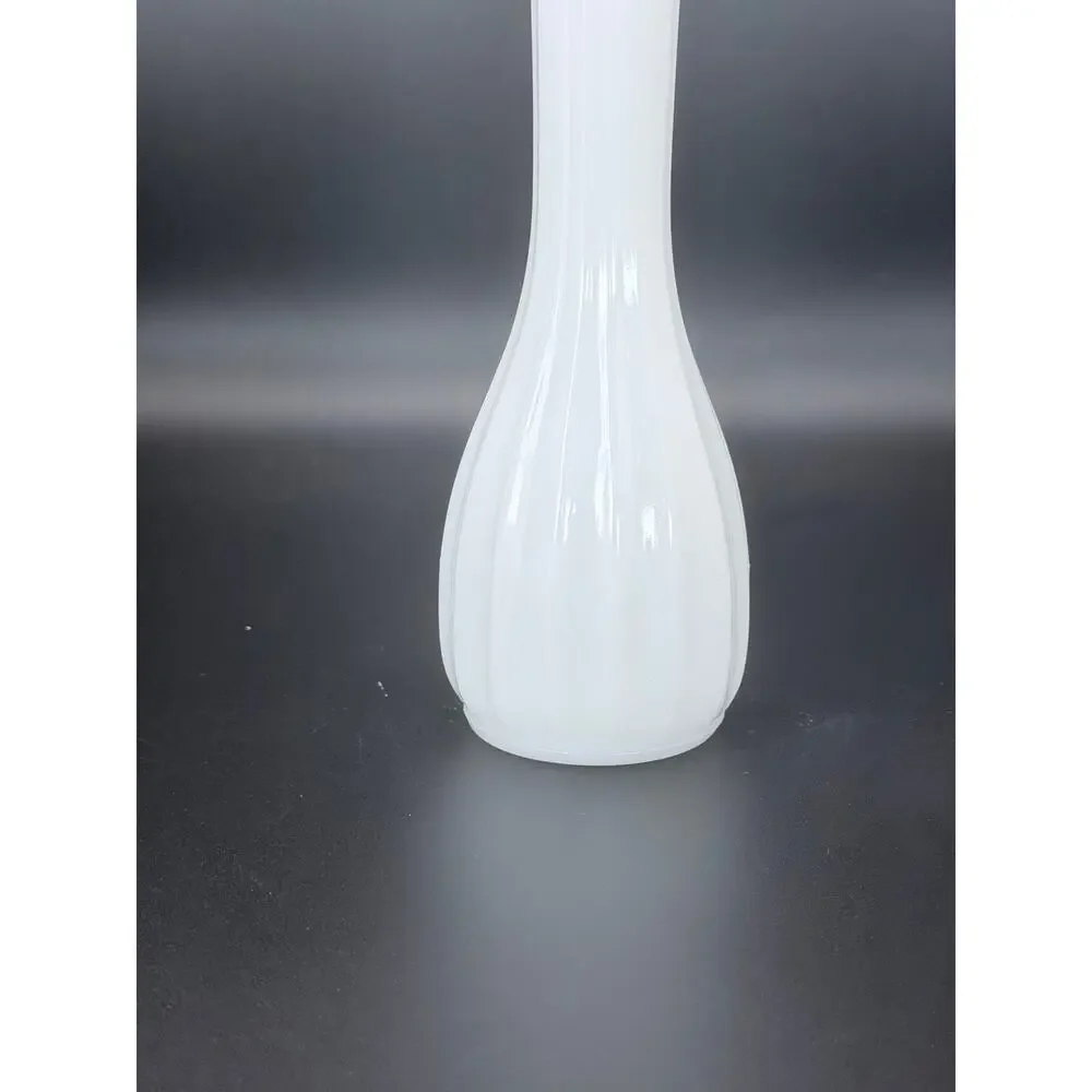 Vintage White Milk Glass Bud Vase 9.25